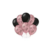 Rosé goud met zwarte leeftijd ballonnen
