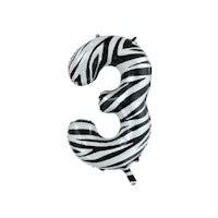 Zebra cijfer folieballonnen