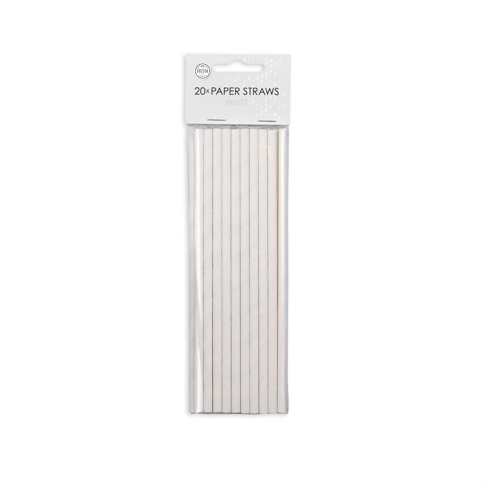 Papieren Rietjes – Wit – 20 Stuks