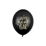 Happy new year ballonnen 6 st - Zwart 30 cm