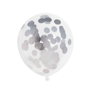 6 Confettiballonnen – 30 cm – Papieren Confetti Zilver