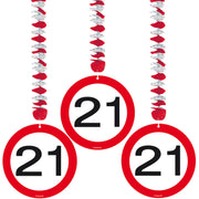 21 Jaar Verkeersbord Hangdecoratie – 3 stuks