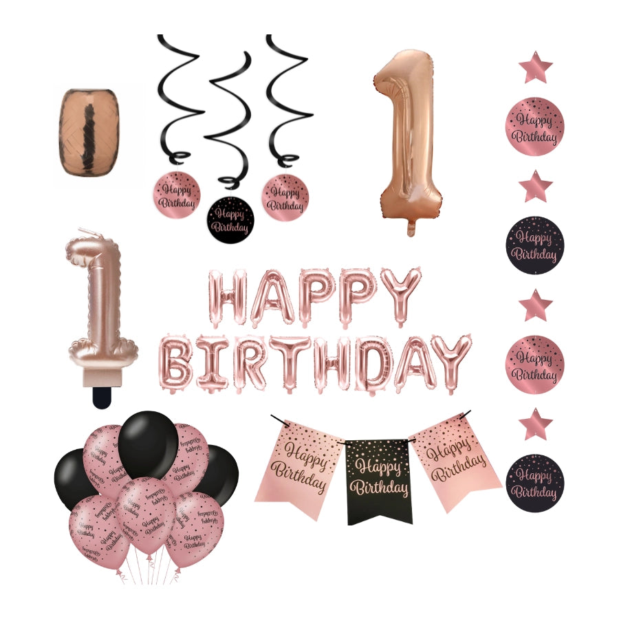 1 jaar Verjaardag Versiering Pakket Rose Gold