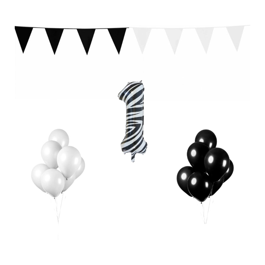 1 jaar Verjaardag Versiering Pakket Zebra