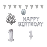 1 jaar Verjaardag Versiering Pakket zilver