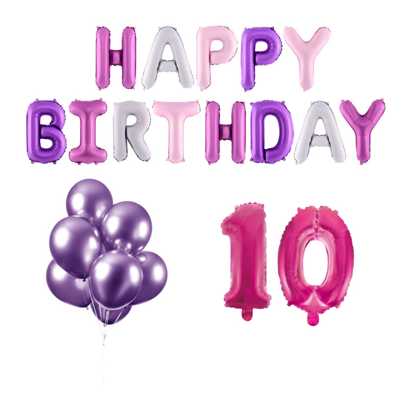 10 jaar Verjaardag Versiering Ballon Pakket Pastel & Roze