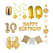10 jaar Verjaardag Versiering Pakket Gold