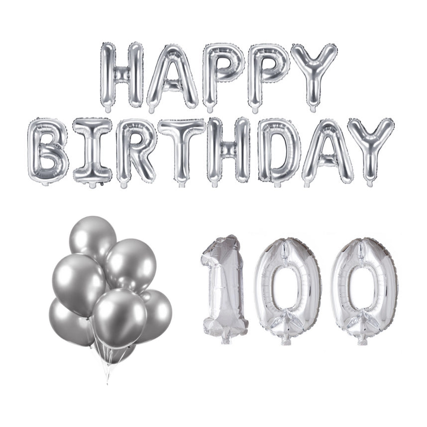 100 jaar Verjaardag Versiering Ballon Pakket zilver