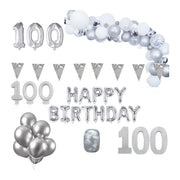 100 jaar Verjaardag Versiering Pakket Zilver XL
