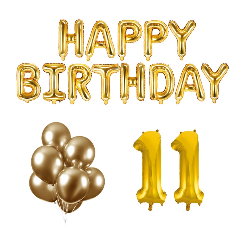 11 jaar Verjaardag Versiering Ballon Pakket Goud