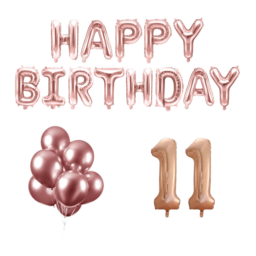 11 jaar Verjaardag Versiering Ballon Pakket rosé goud