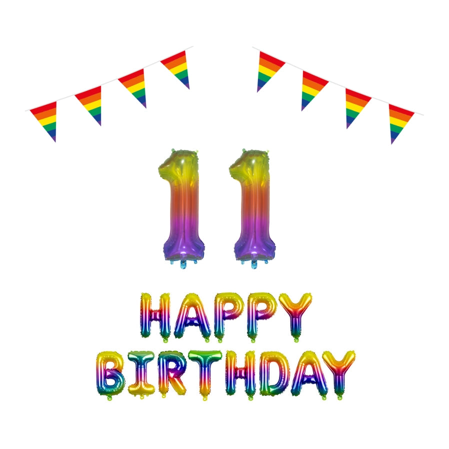 11 jaar Verjaardag Versiering Pakket Regenboog
