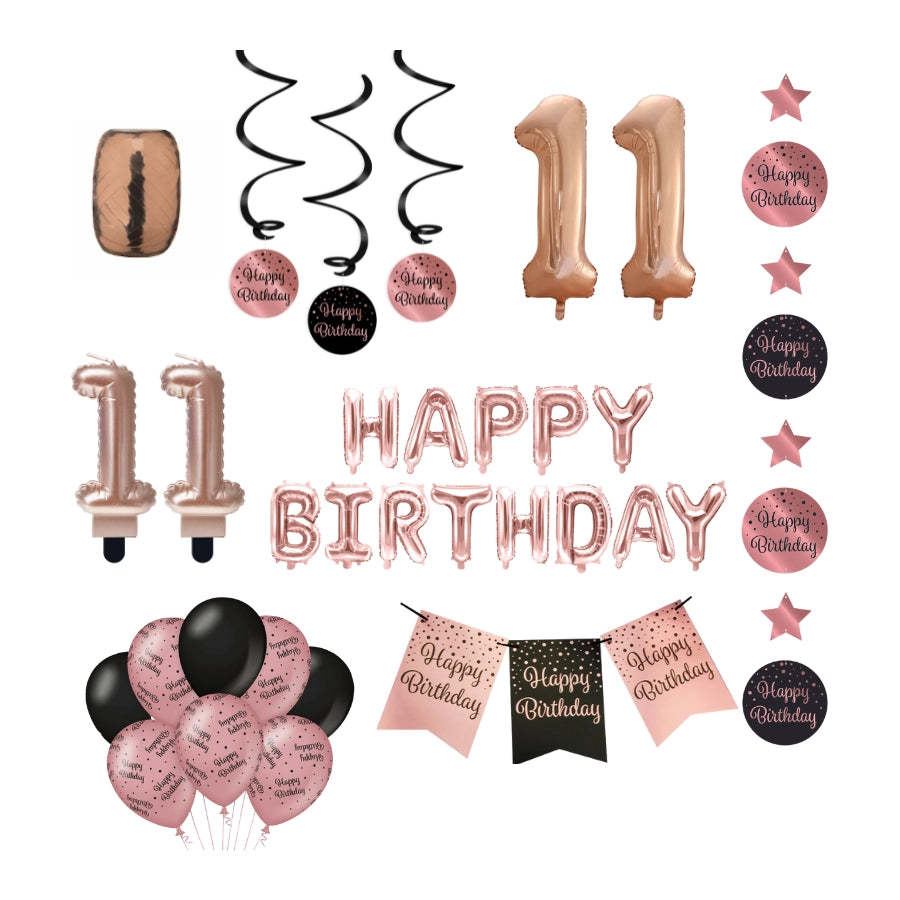11 jaar Verjaardag Versiering Pakket Rose Gold