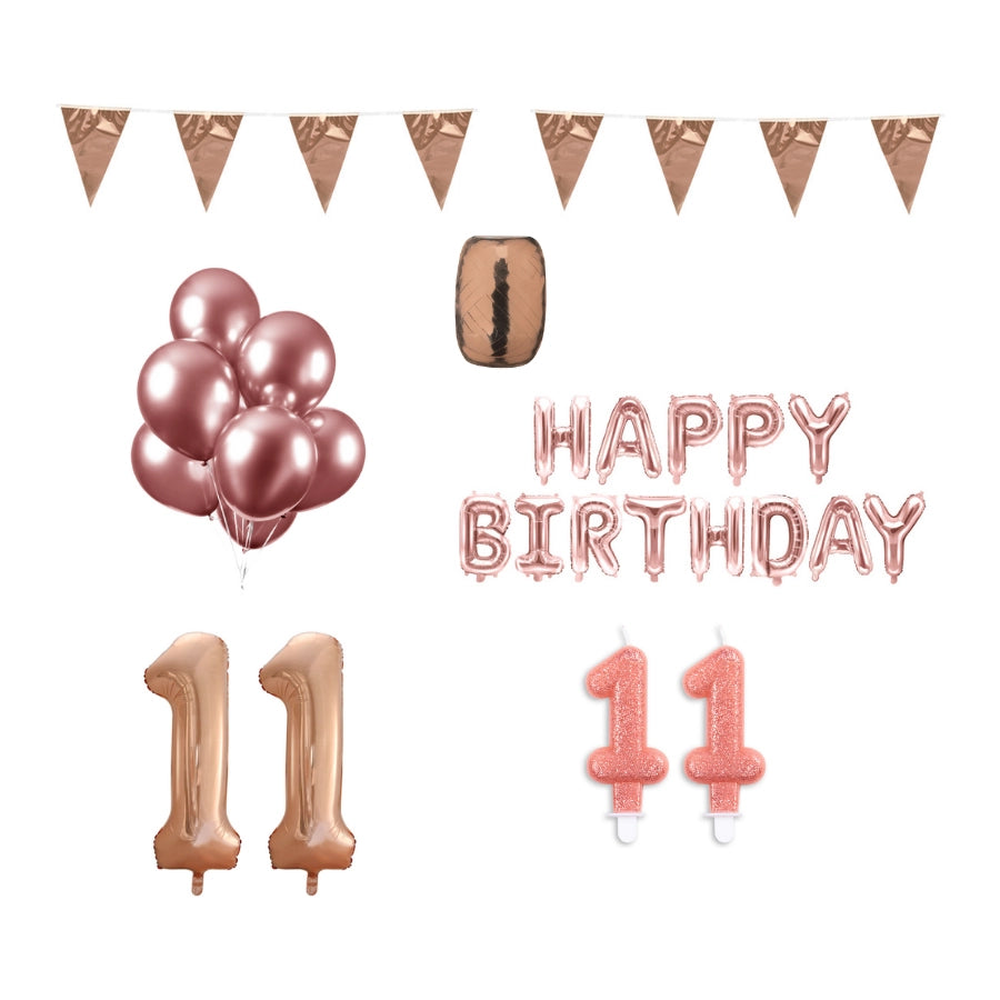11 jaar Verjaardag Versiering Pakket Rosé Goud