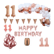 11 jaar Verjaardag Versiering Pakket Rosé goud XL
