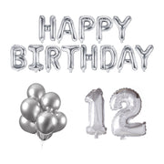 12 jaar Verjaardag Versiering Ballon Pakket zilver