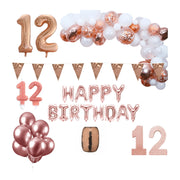 12 jaar Verjaardag Versiering Pakket Rosé goud XL