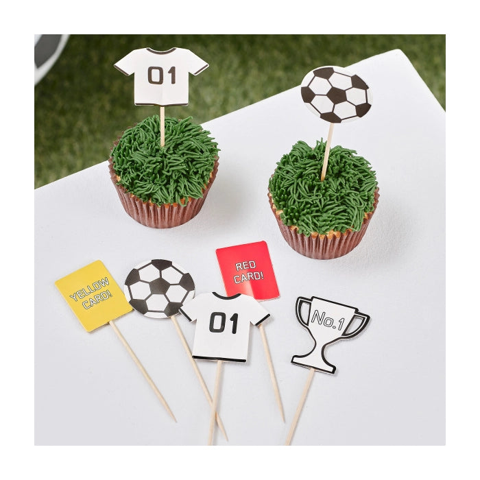 12 taartdecoraties/ cupcake versieringen voetbal