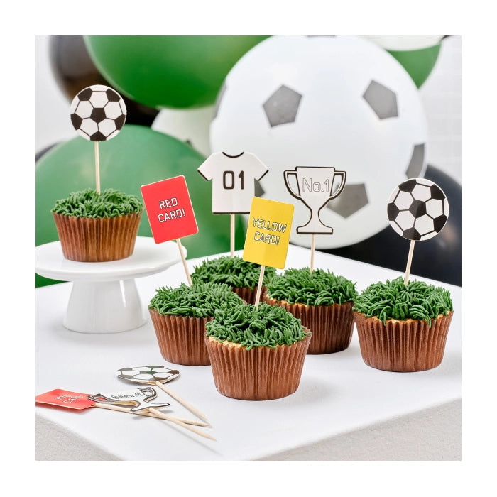12 taartdecoraties/ cupcake versieringen voetbal