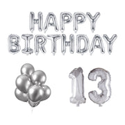 13 jaar Verjaardag Versiering Ballon Pakket zilver