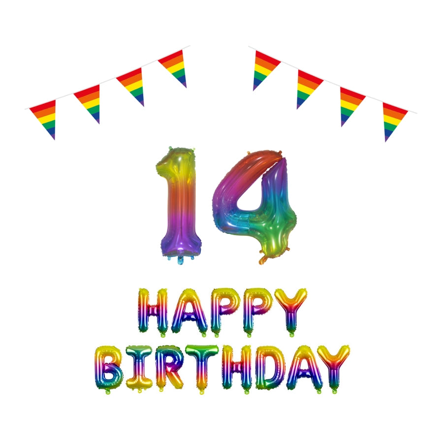 14 jaar Verjaardag Versiering Pakket Regenboog