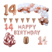14 jaar Verjaardag Versiering Pakket Rosé goud XL
