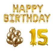 15 jaar Verjaardag Versiering Ballon Pakket Goud