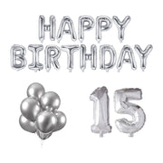 15 jaar Verjaardag Versiering Ballon Pakket zilver