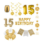 15 jaar Verjaardag Versiering Pakket Gold