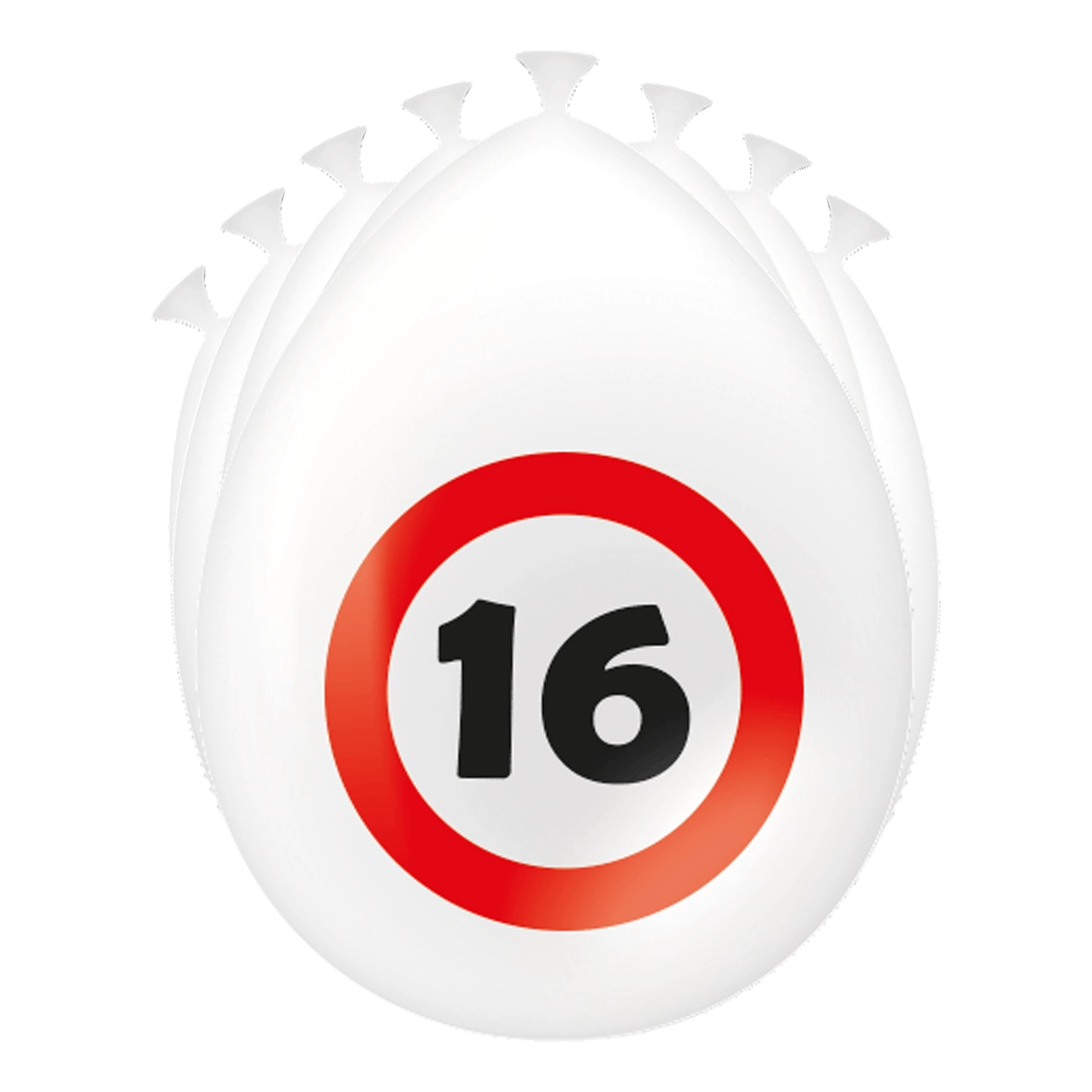 16 Jaar Verkeersbord Ballonnen - 8 stuks