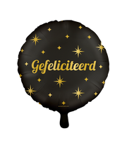 Folieballon Gefeliciteerd Goud/Zwart – 45 cm