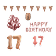17 jaar Verjaardag Versiering Pakket Rosé Goud