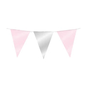 Folie slinger lichtroze met zilver 10 meter 20x30 cm