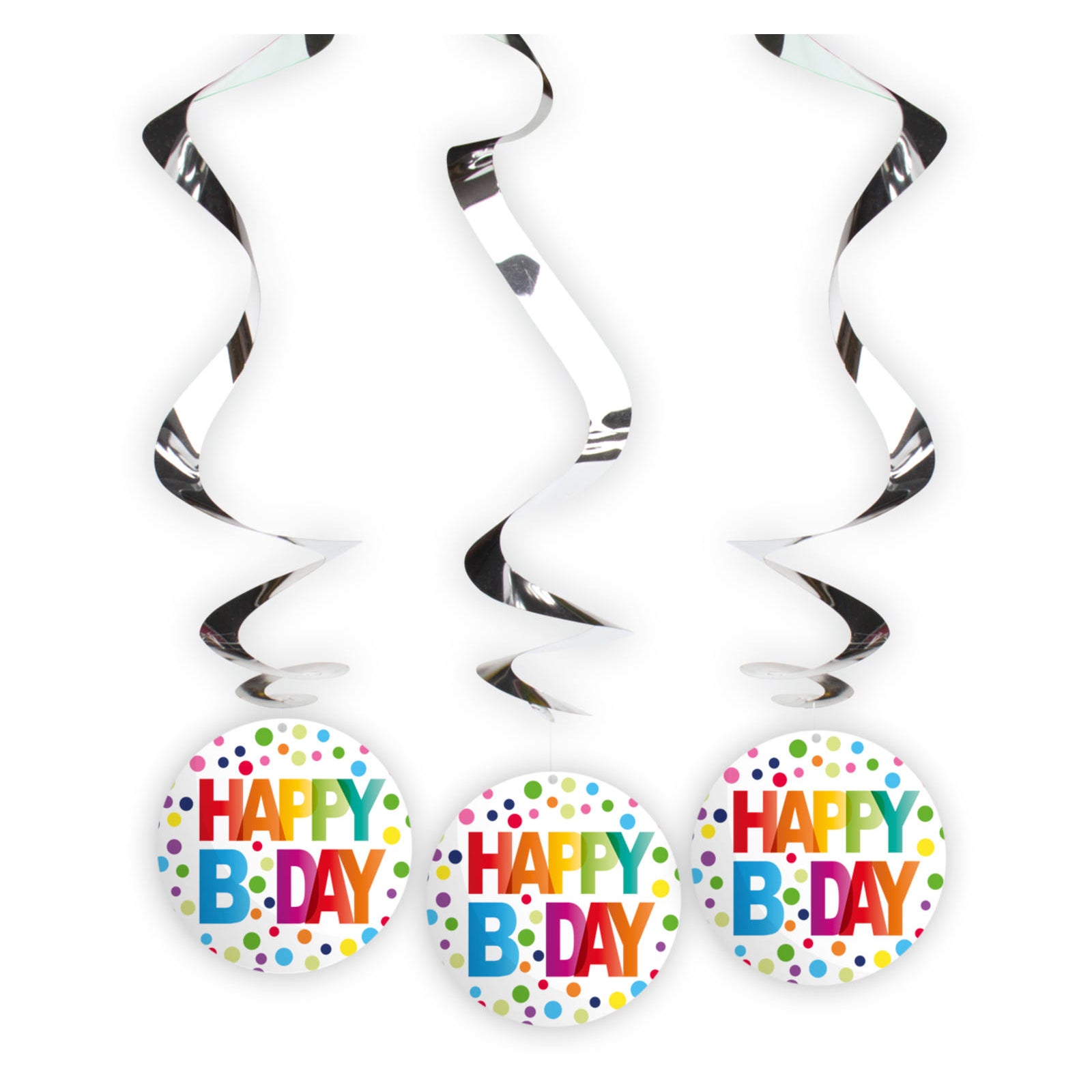 Happy Bday Stippen Hangdecoratie – 3 stuks – Meerkleurig