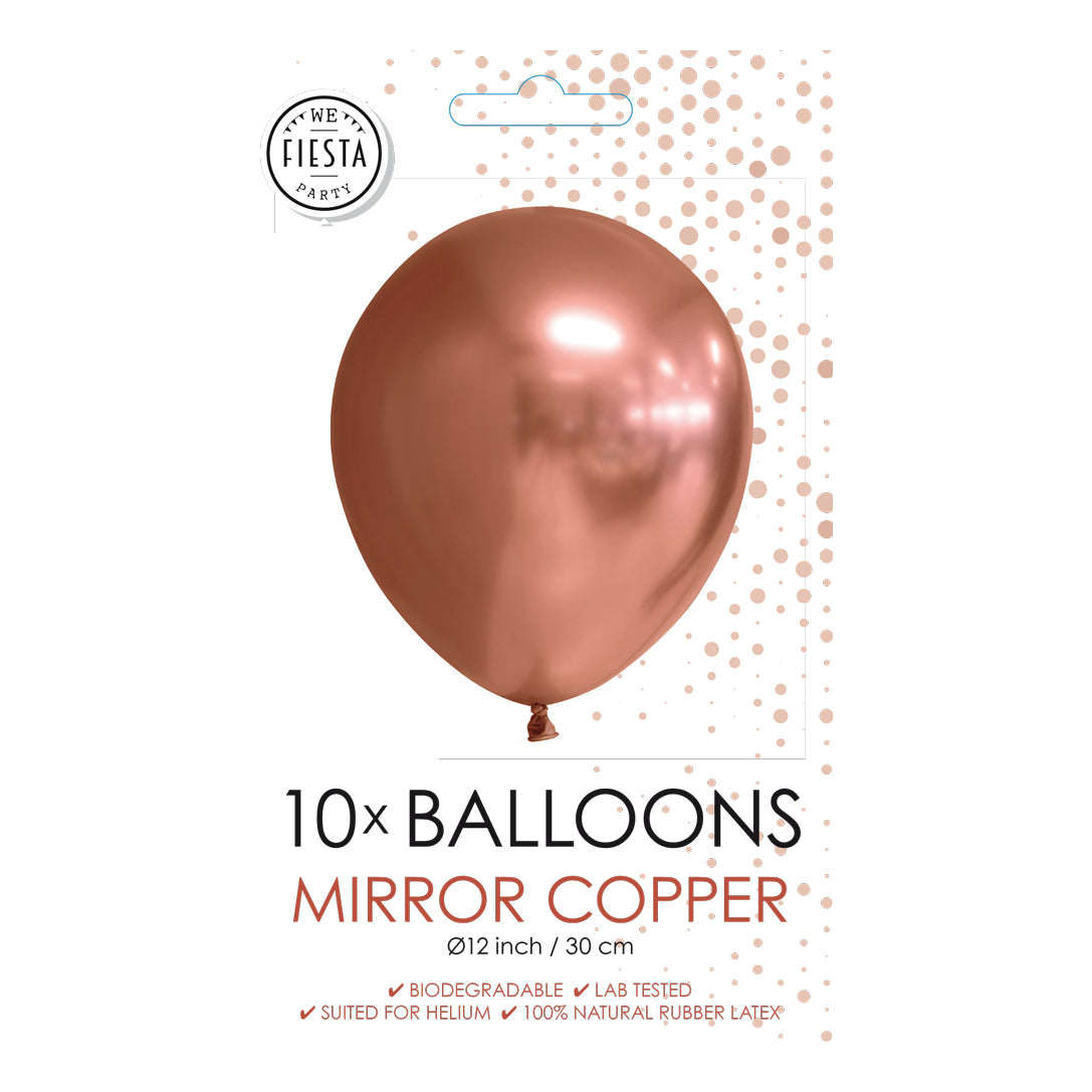 Koperkleurig glanzende chroom ballonnen - 10 stuks