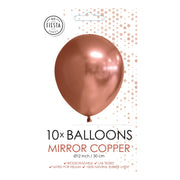 Koperkleurig glanzende chroom ballonnen - 10 stuks