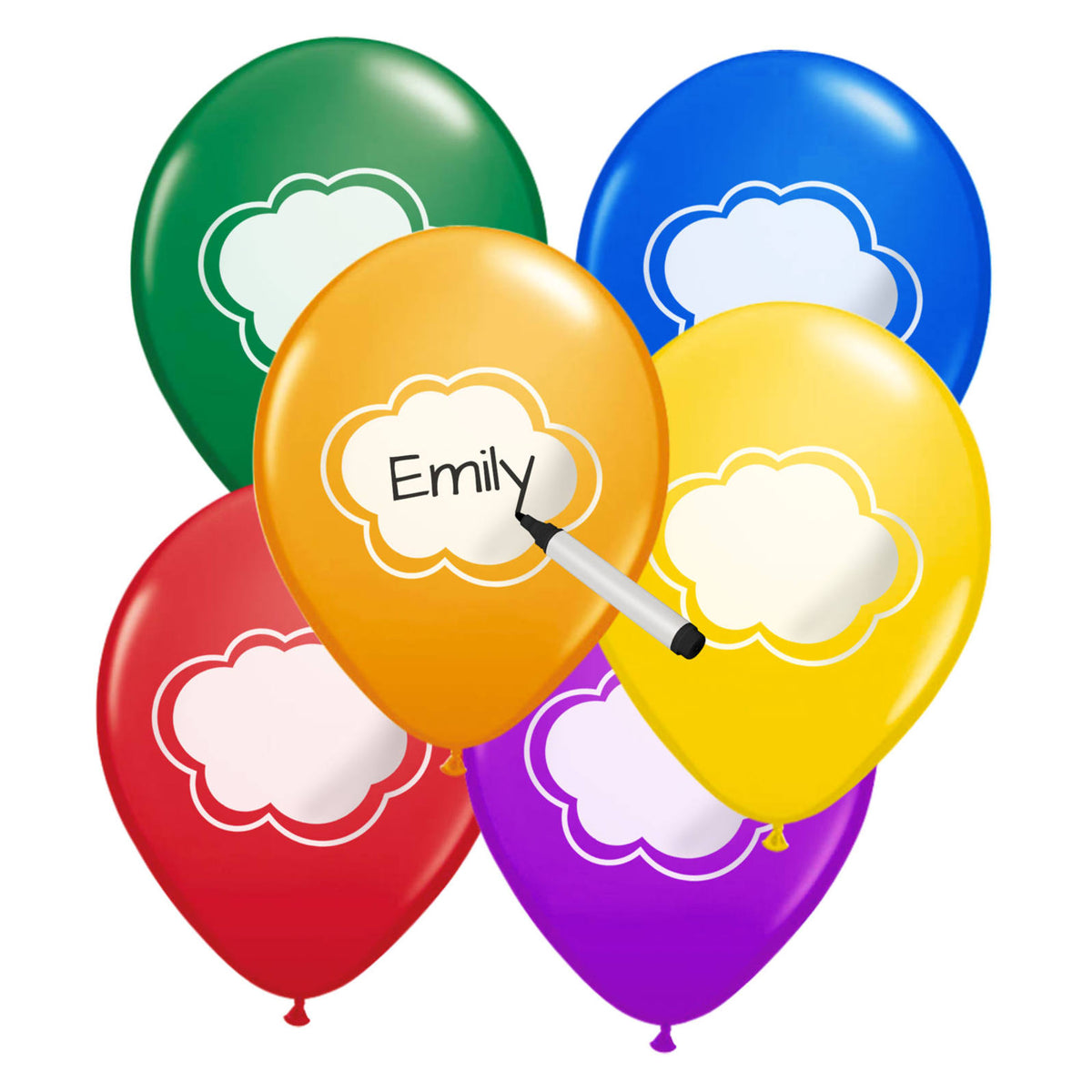 6 Beschrijfbare Ballonnen 25 cm – Diverse Kleuren