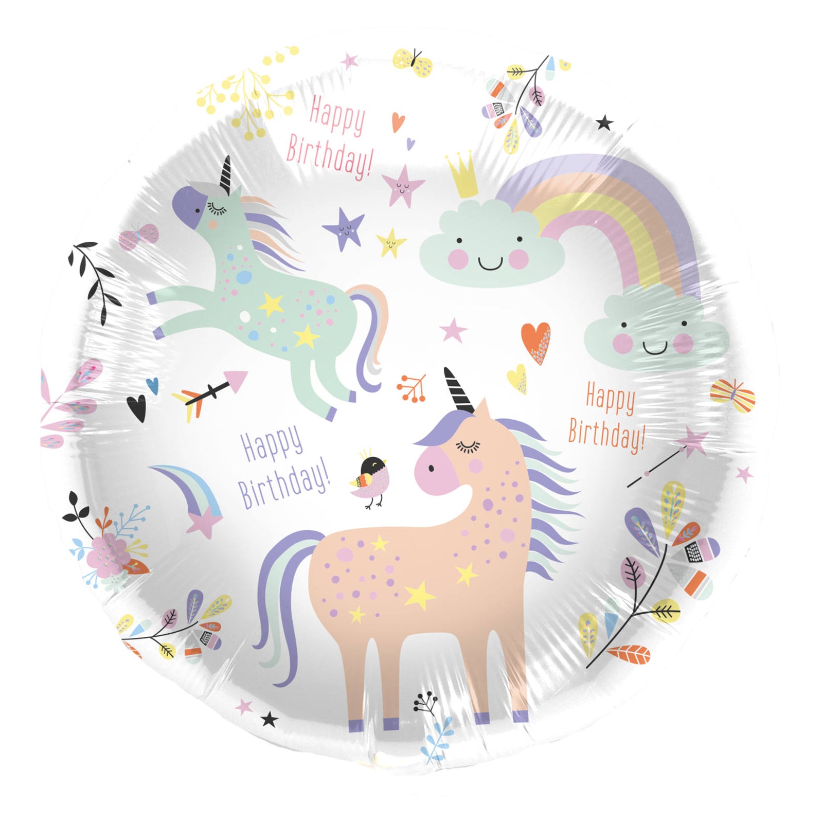 Helium ballon Unicorns & Rainbows happy birthday - 45 cm