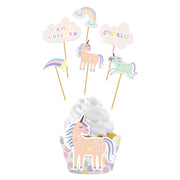 Cupcake decoratie set - Unicorns & Rainbow 12delig