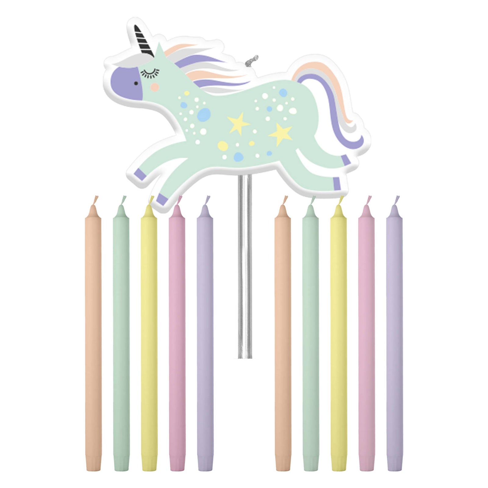 Kaarsen Unicorns & Rainbows 10cm - 11 stuks