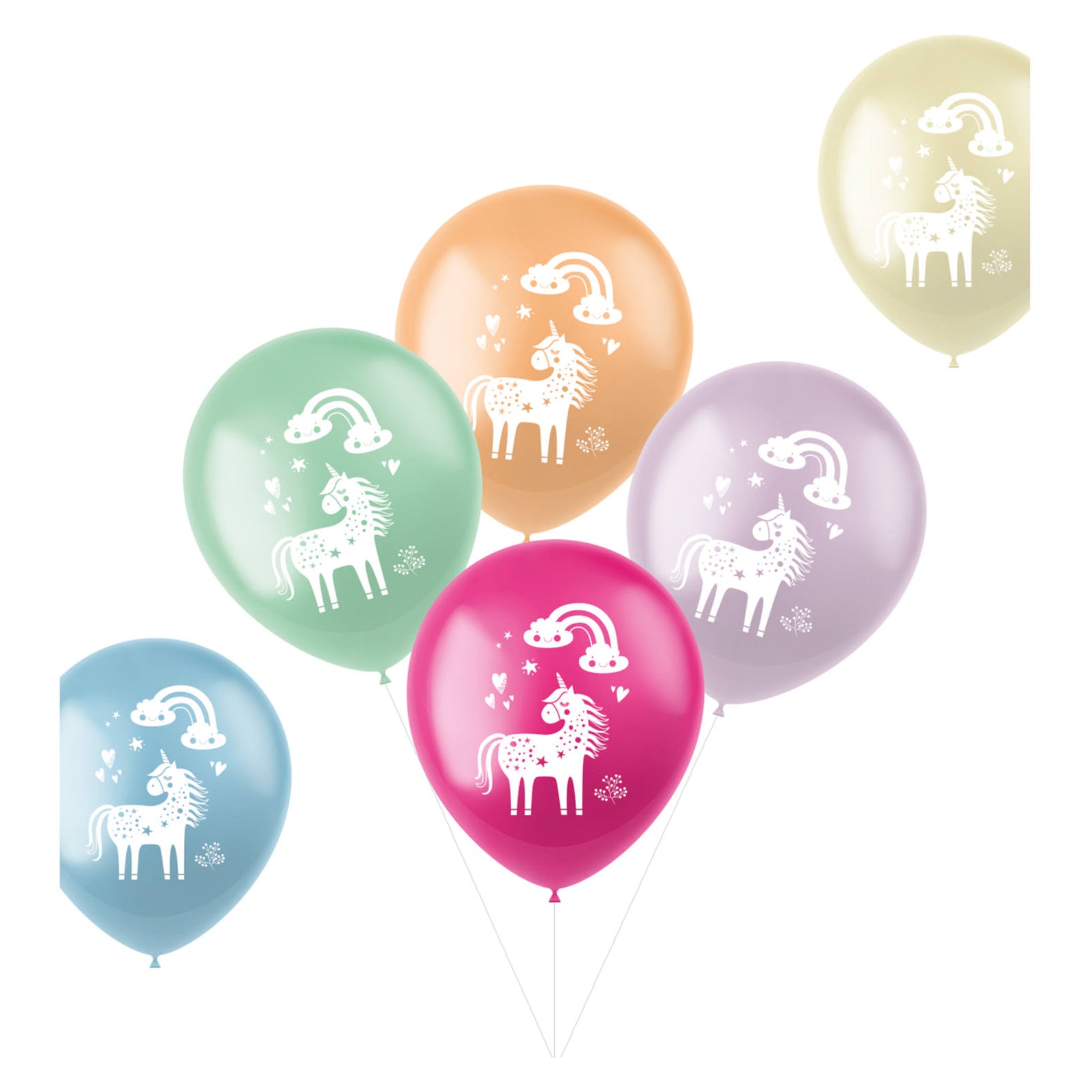 Ballonnen Unicorns & Rainbows Meerkleurig 33cm - 6 stuks
