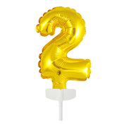 Folieballon Taarttopper cijfer 2 Goud - 13 cm