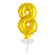 Folieballon Taarttopper cijfer 8 Goud - 13 cm