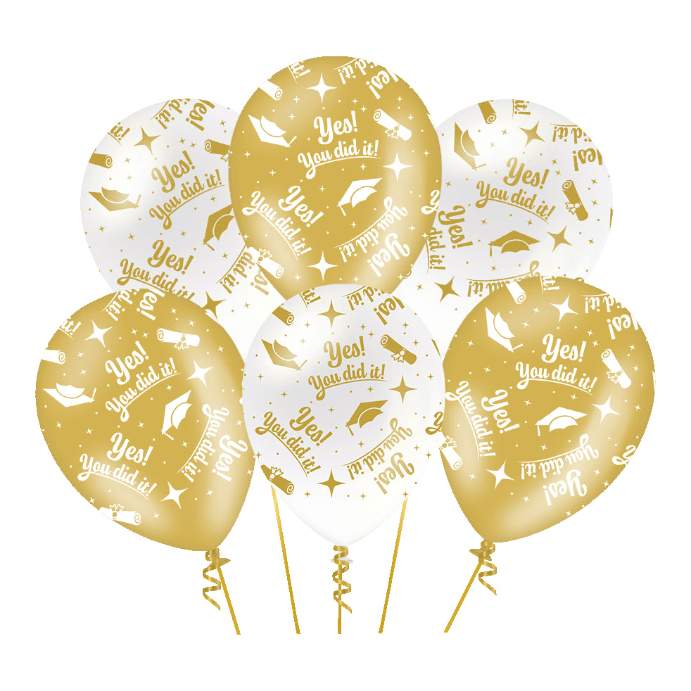 You Did It Ballonnen – Wit/Goud – 30 cm – 6 stuks