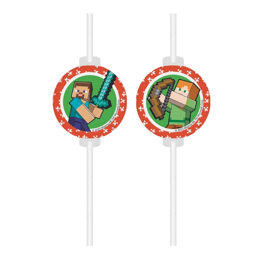 Minecraft Papieren Rietjes – 4 stuks – Medaillon Design
