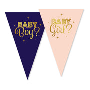 Gender Reveal vlaggenlijn – 10 meter – roze/blauw