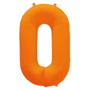 Folieballon Cijfer 0 Neon Oranje 86 cm