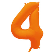 Folieballon Cijfer 4 Neon Oranje 86 cm