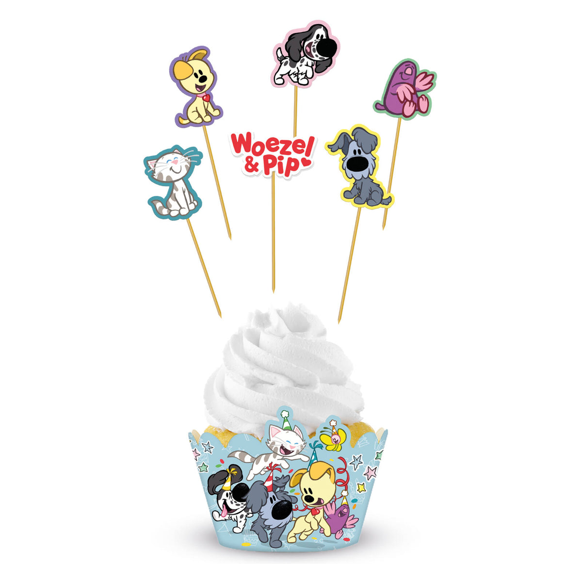 Woezel en Pip cupcake decoratieset – 6 stuks