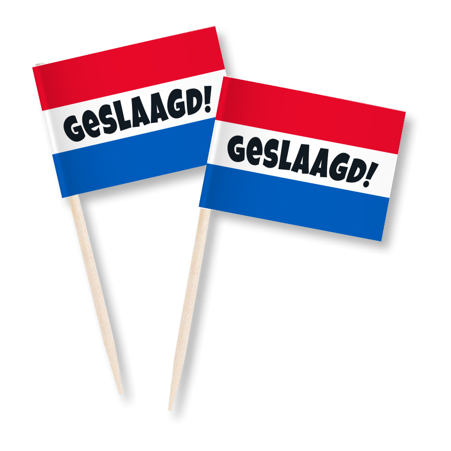 Cocktailprikkers Geslaagd – 50 stuks – Rood/Wit/Blauw